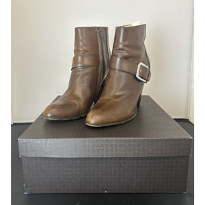 Cole Haan Boots Womens 7.5 B Milana Side Zip Ankle Bootie D25150 Brown Heels FS